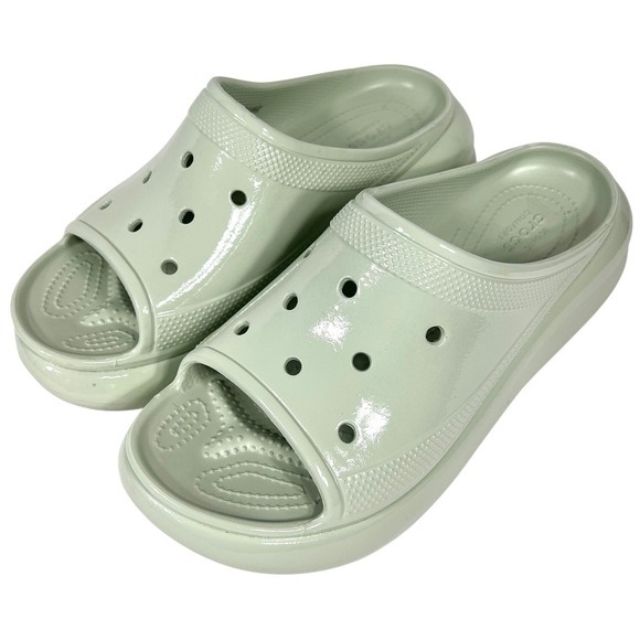 CROCS Shoes - Crocs Crush Platform Slides‎ Sandals High Shine Light Green W11/M9 Chunky Shoes